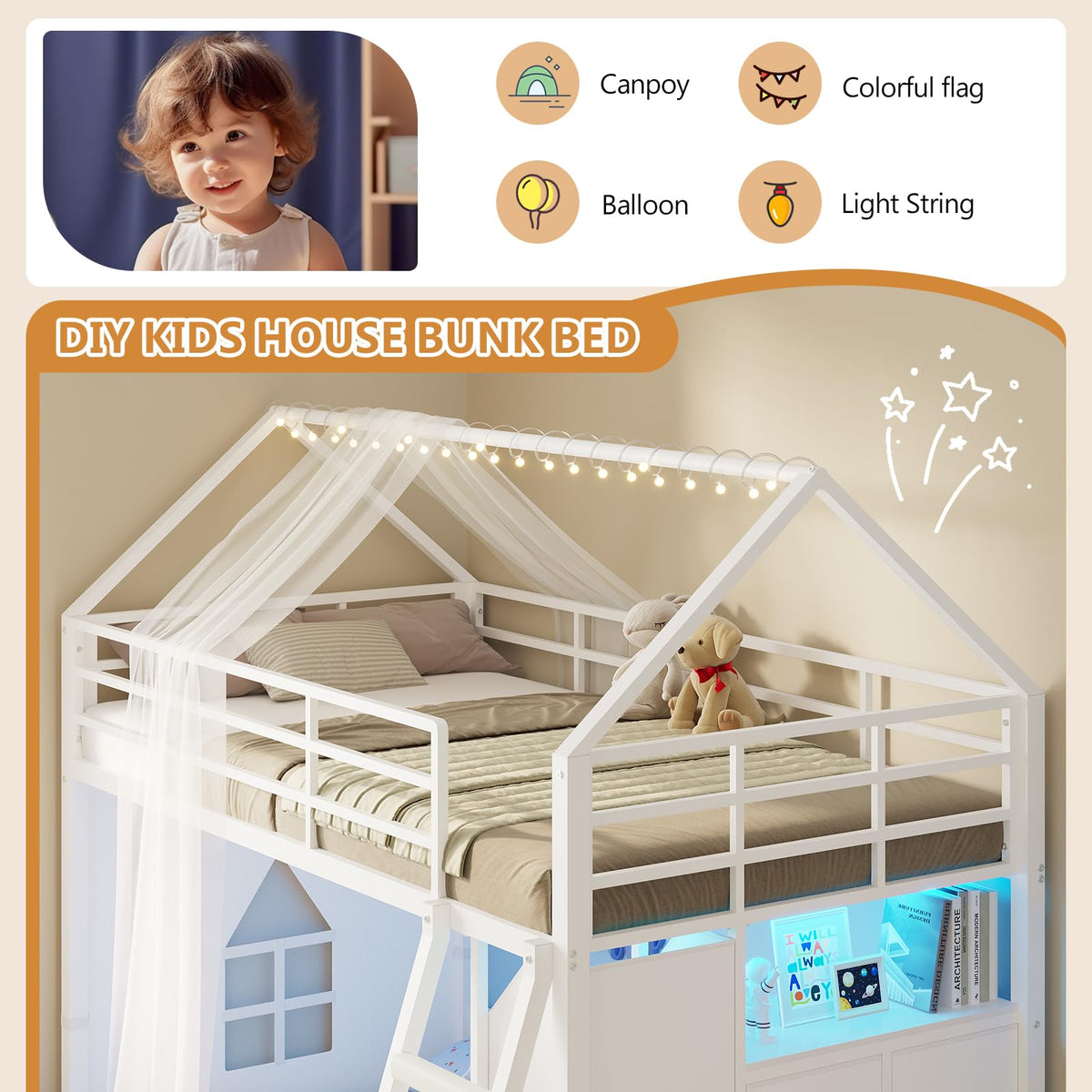 Twin Over Twin Bunk Bed with 6 Storage Drawers Y291541