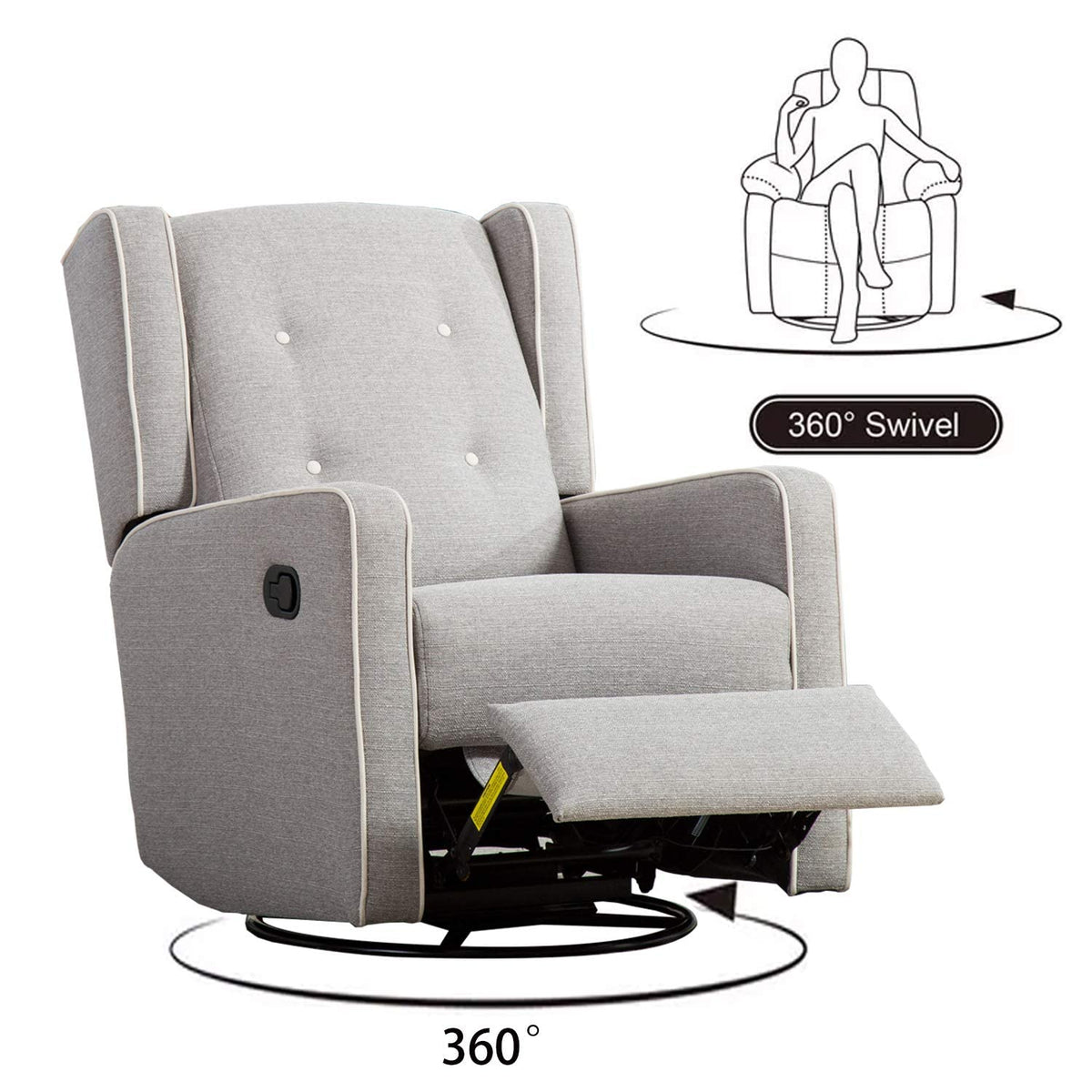Grey Swivel Rocker Recliner Chair P69146