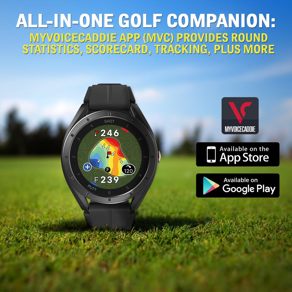 GPS Golf Watch with Green Undulation Slope Mode 1.2" Color Touchscreen Q705259