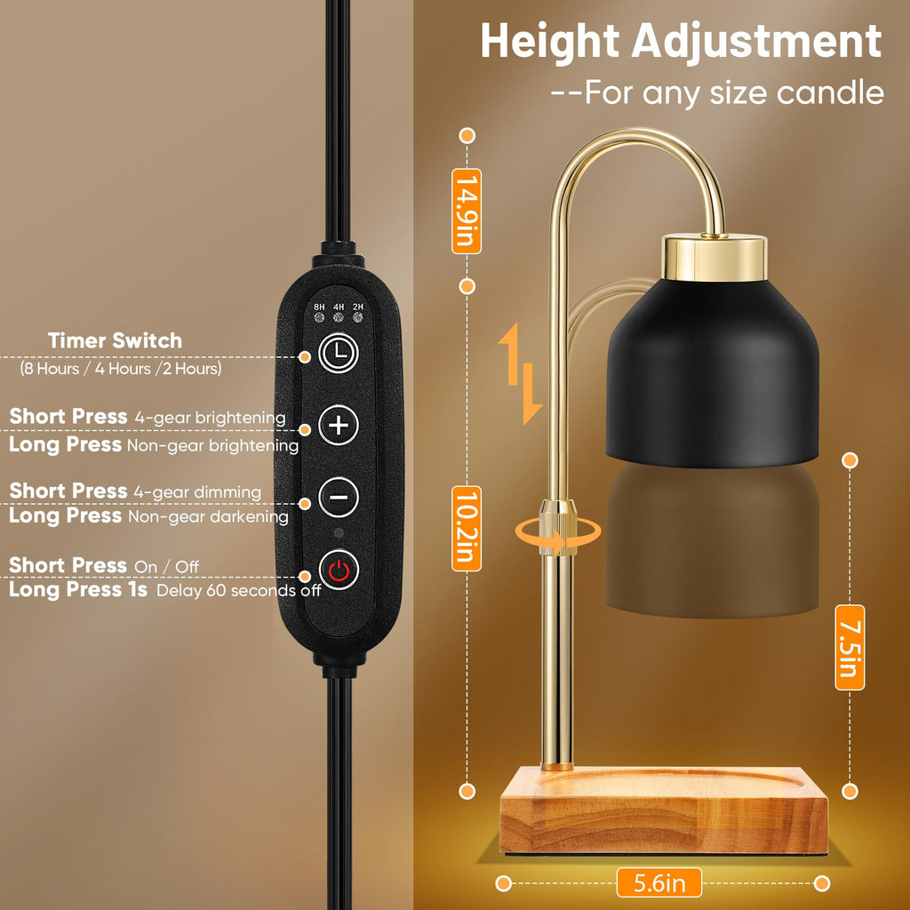Adjustable Dimmable Electric Candle Warmer Lamp with Timer W692