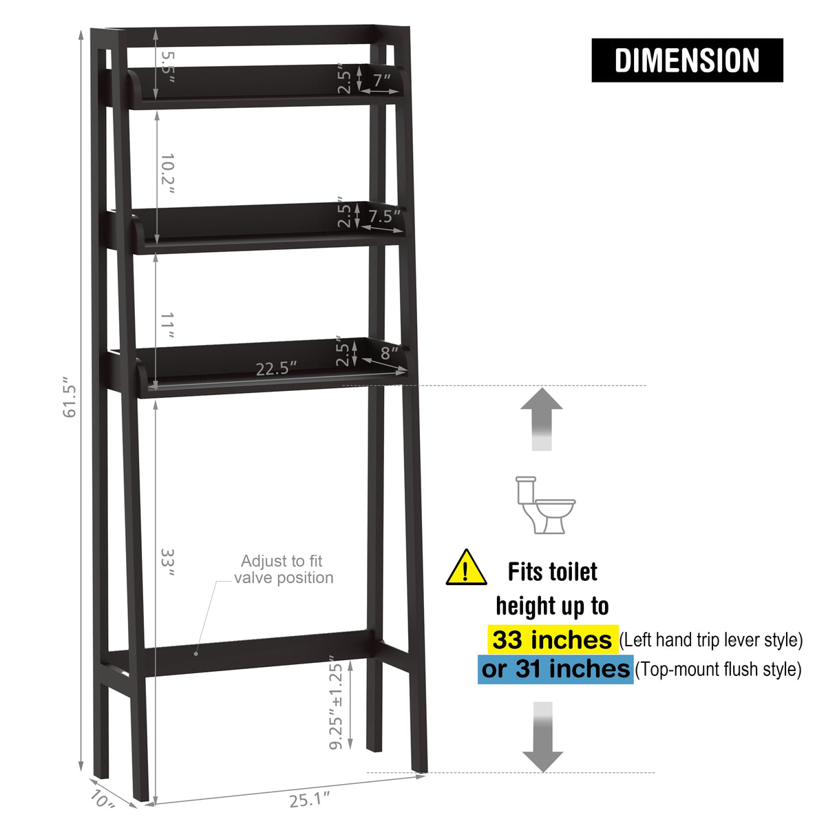 3-Tier Espresso Wood Bathroom Organizer R999