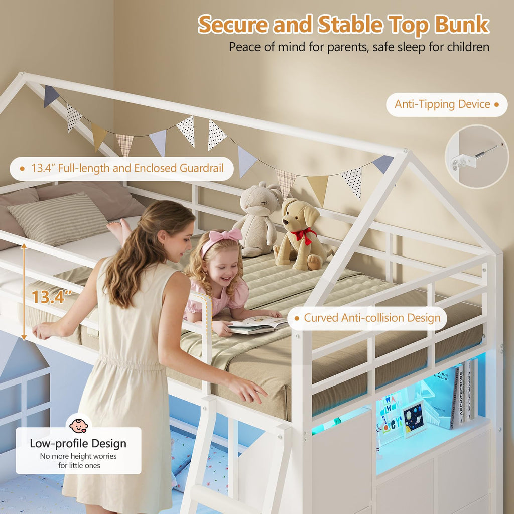 Twin Over Twin Bunk Bed with 6 Storage Drawers Y291541