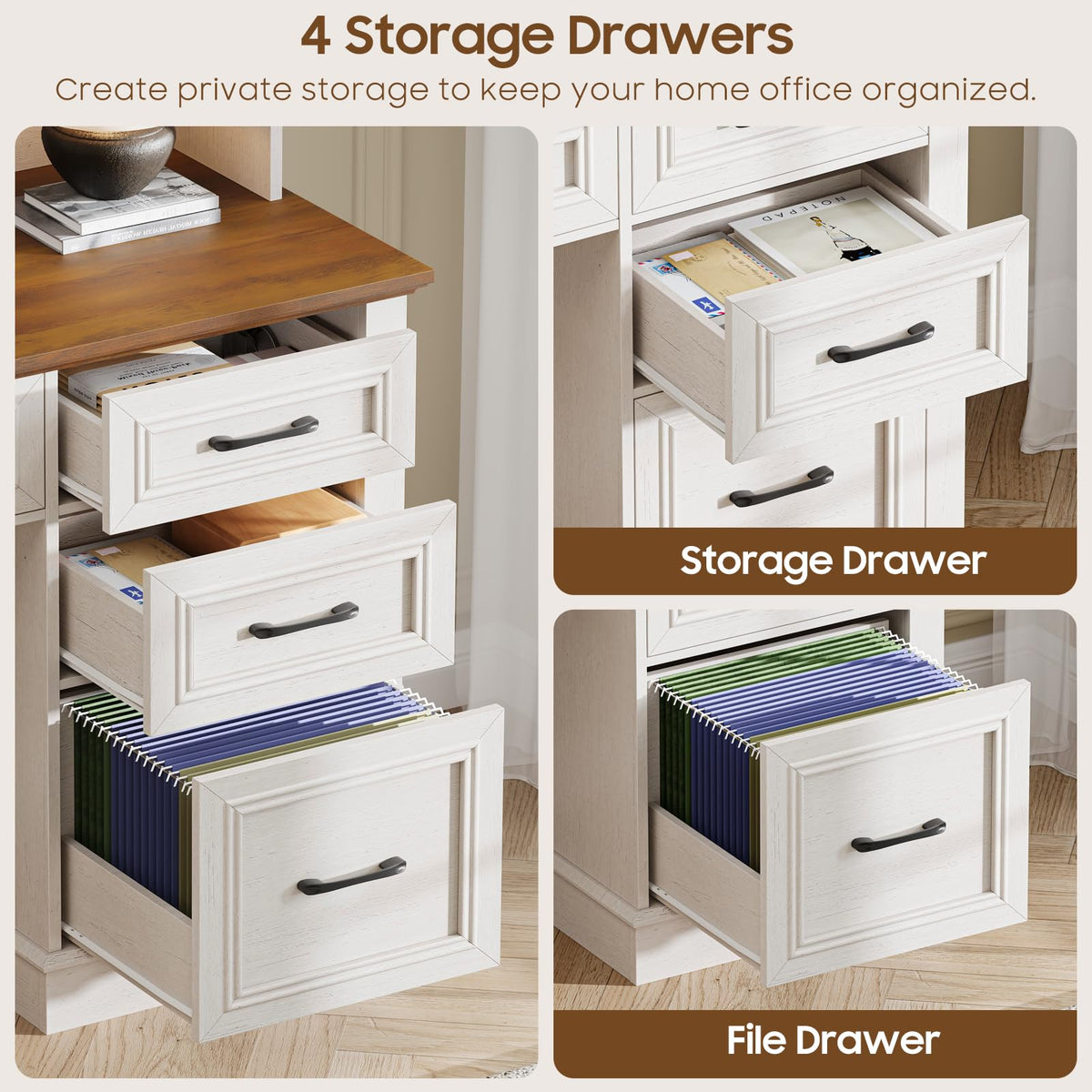67" Executive Desk with Hutch and Charging Station W740504