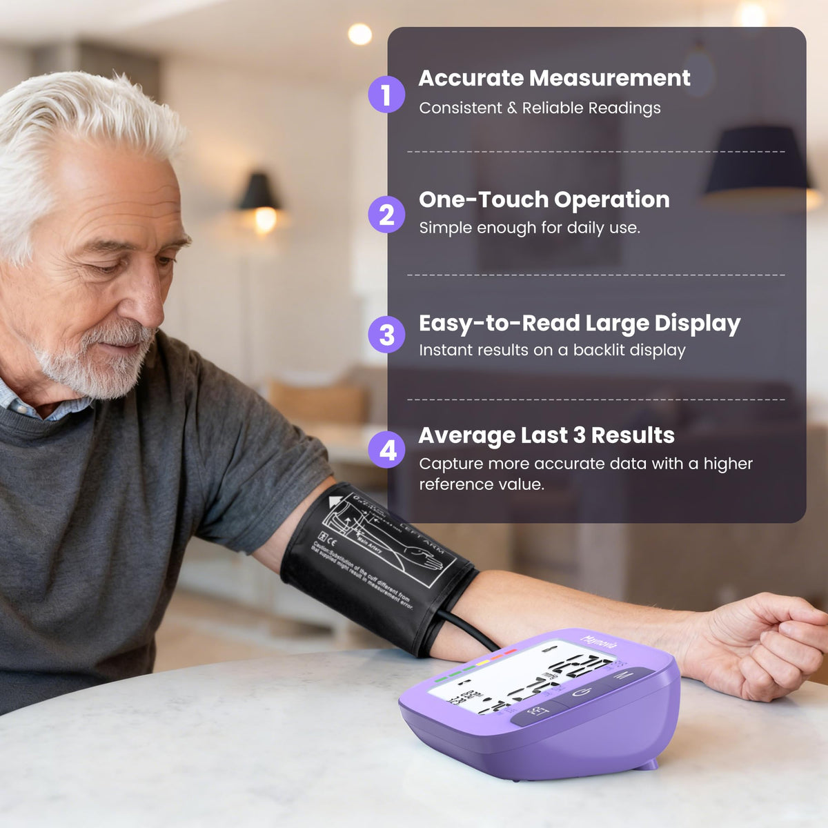Upper Arm Blood Pressure Monitor 8.6-16.5 in Cuff Purple M678441