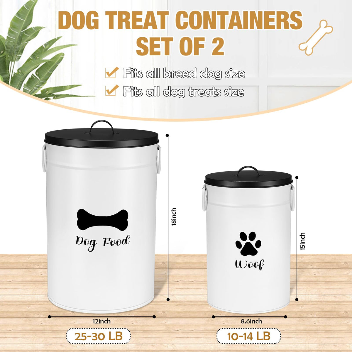 White Metal Dog Food Storage Containers M7320