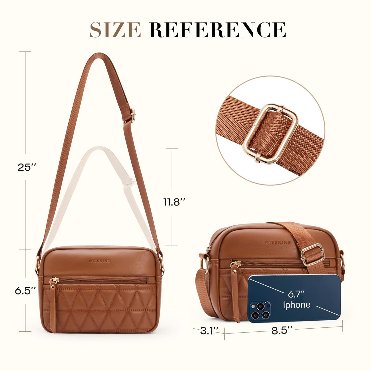 Quilted Crossbody Purse with Adjustable Strap H91032