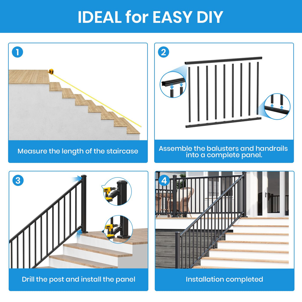 Black Aluminum Deck Railing Kit M409