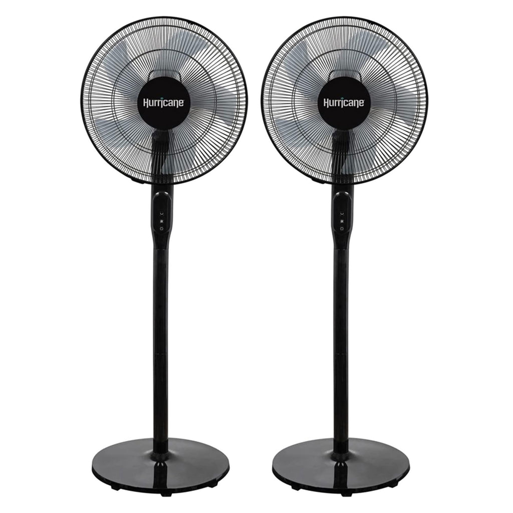 2 Pack Oscillating Pedestal Stand Fan, 12-Speed, 16", Black with Remote Control V66486