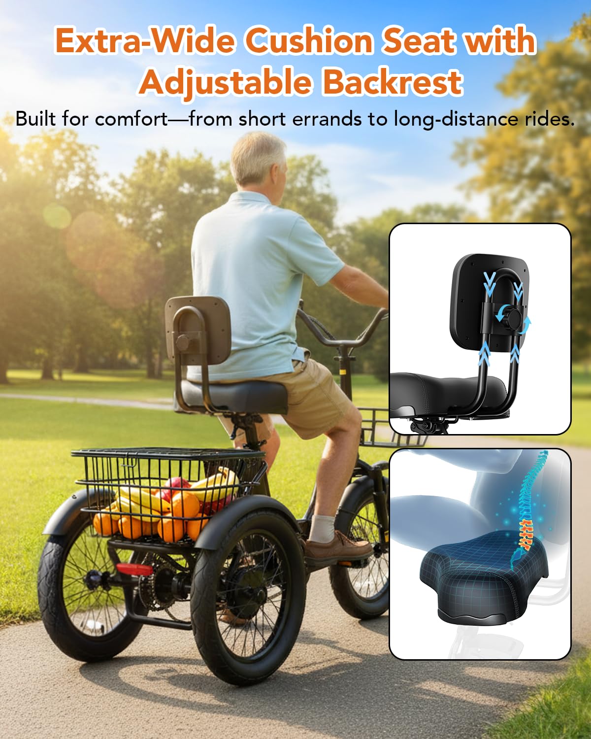 1200W Folding 3 Wheel Electric Trike V482