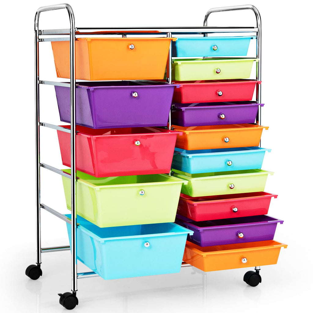 Multicolor 15 Drawer Rolling Storage Cart X19705