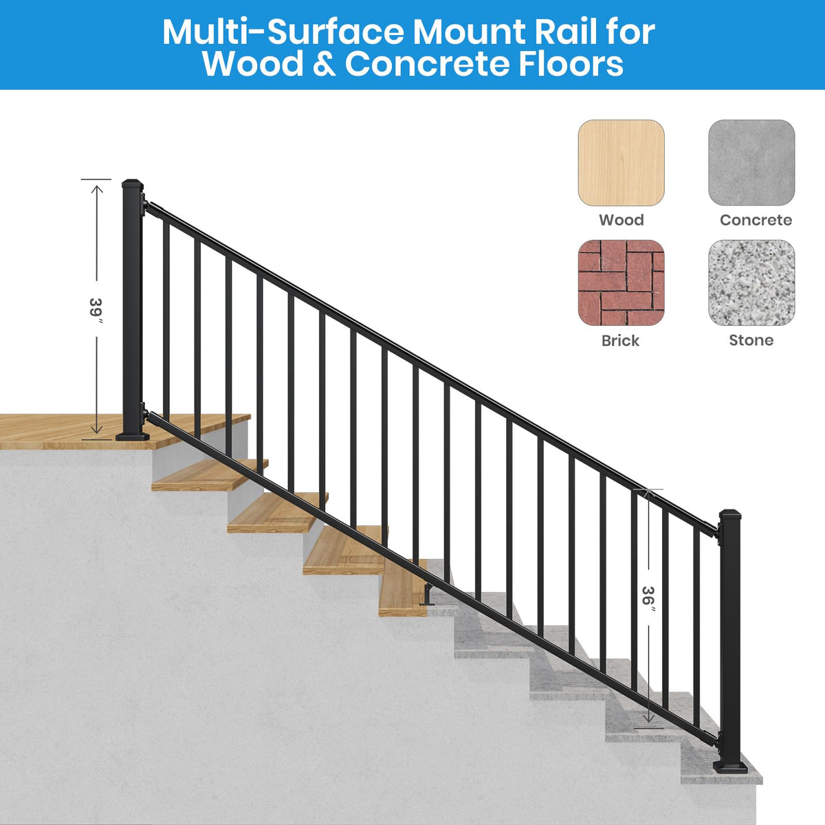 Black Aluminum Deck Railing Kit M409