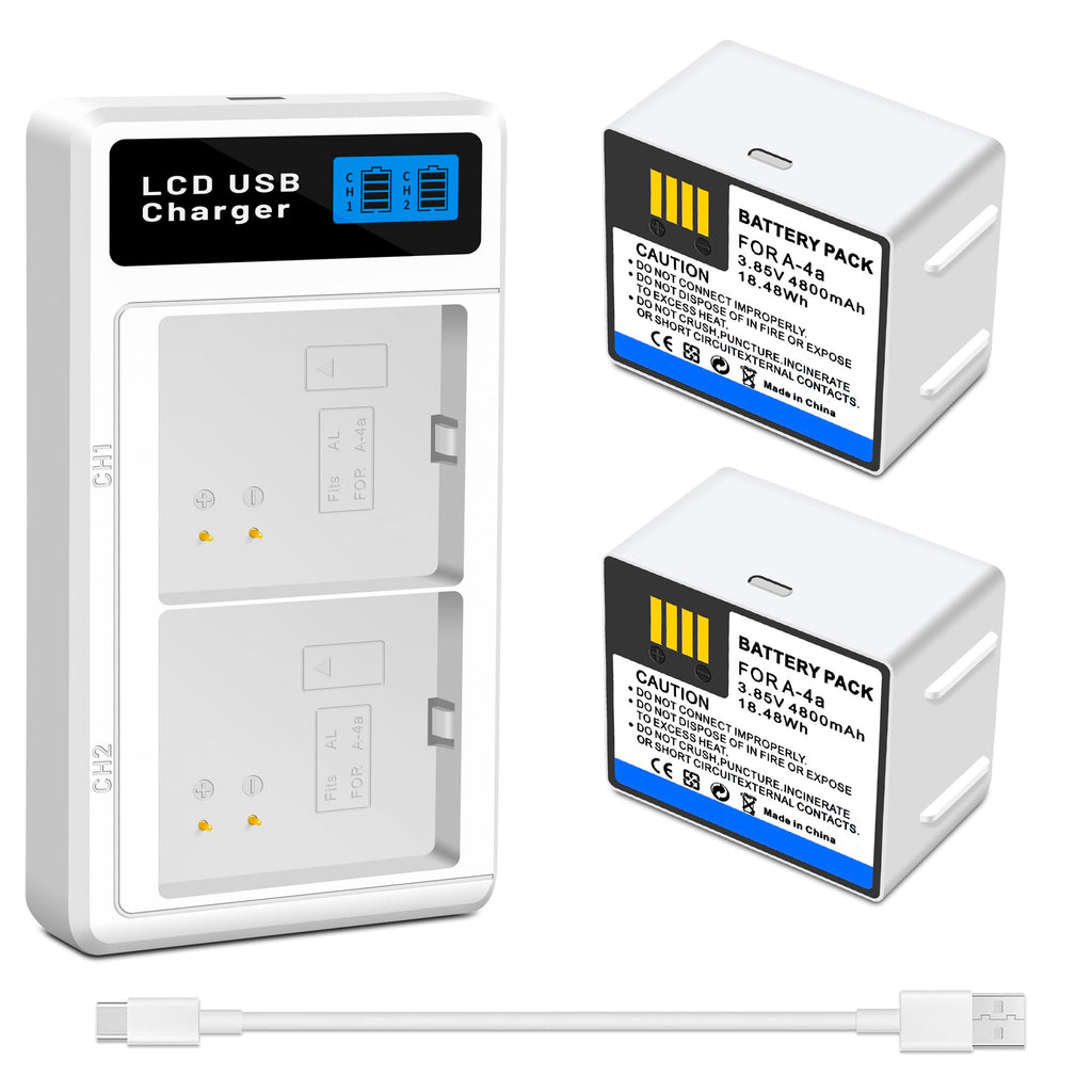 2 Pack A-4A Battery, LCD Dual Charger Station U2460