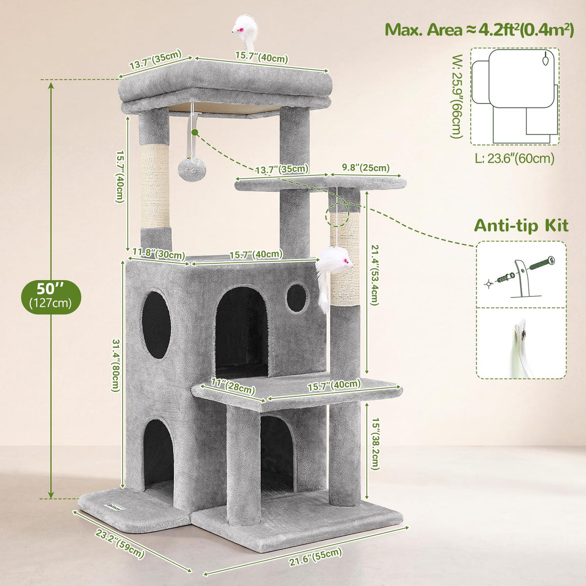 Light Grey Cat Tree Tower W201249