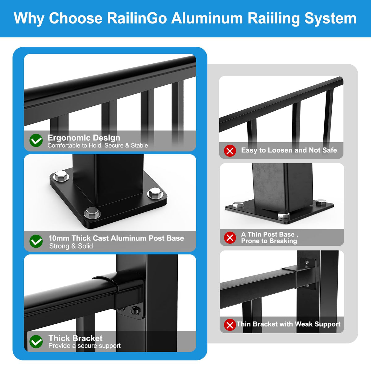 Black Aluminum Deck Railing Kit M409