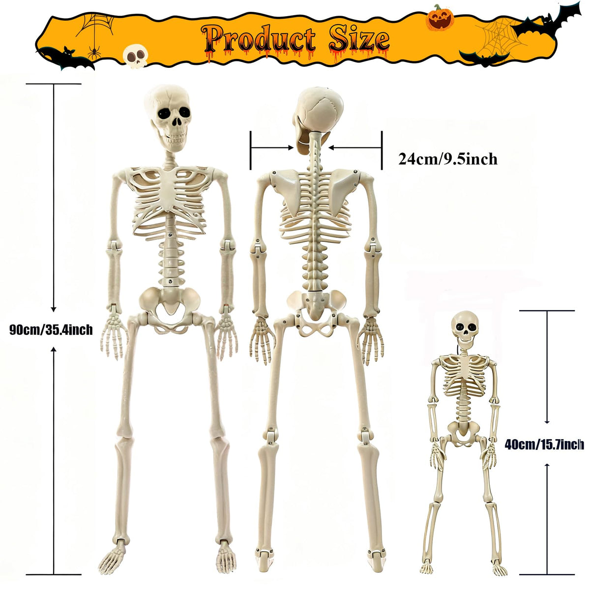 2Pcs 36" 1Pcs 16" Posable Plastic Skeleton A44970