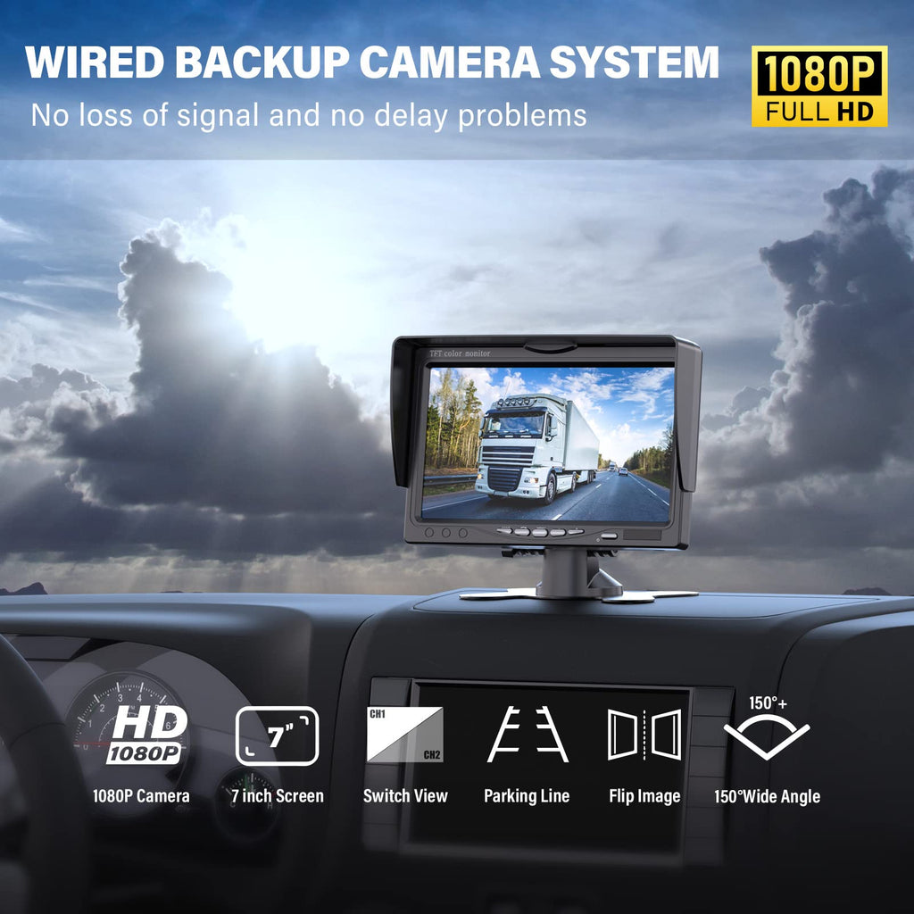 Wired RV Backup Camera with 7" 1080P IPS Monitor W577