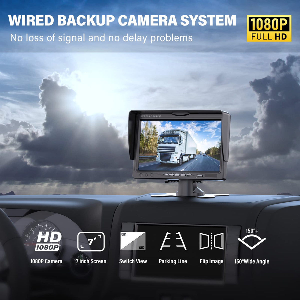 Wired RV Backup Camera with 7" 1080P IPS Monitor W577
