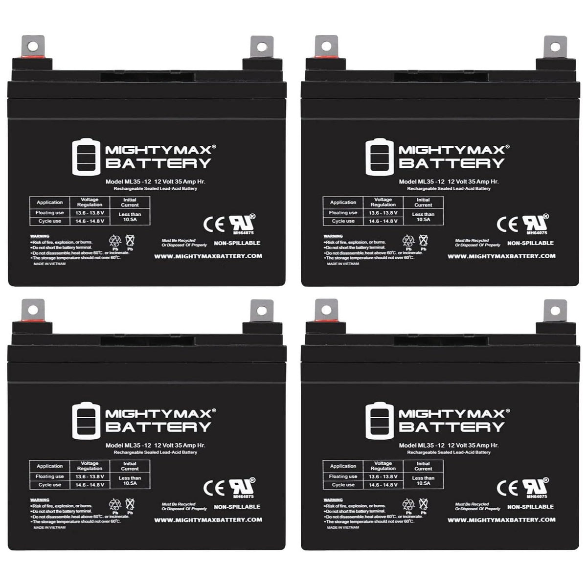12V 35AH SLA Battery 4 Pack J730