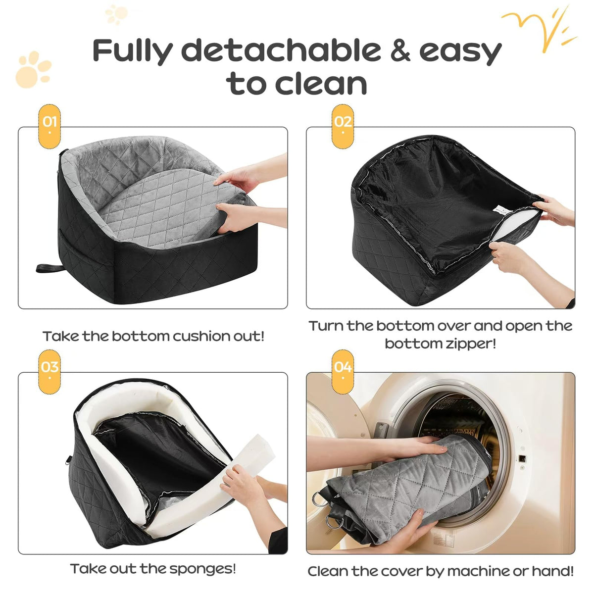 Dog Car Seat for Small Dogs Up to 30 Lbs, Grey-Black J856481