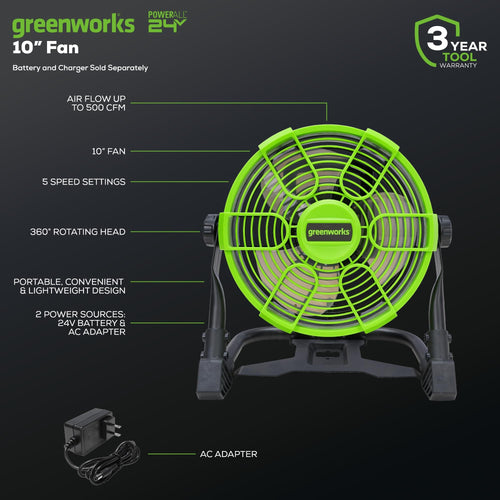 10" 5-Speed Fan 500 CFM Hybrid AC DC Y631