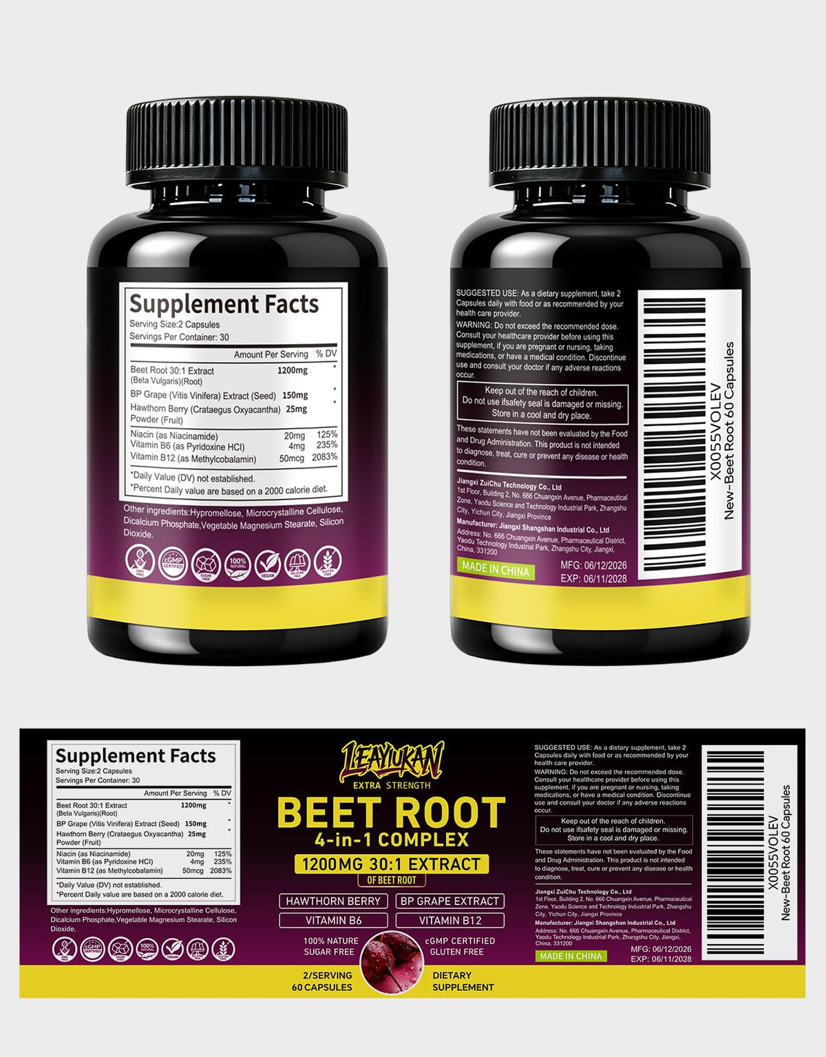 Beet Root Capsules 1200mg 60 Count U14683