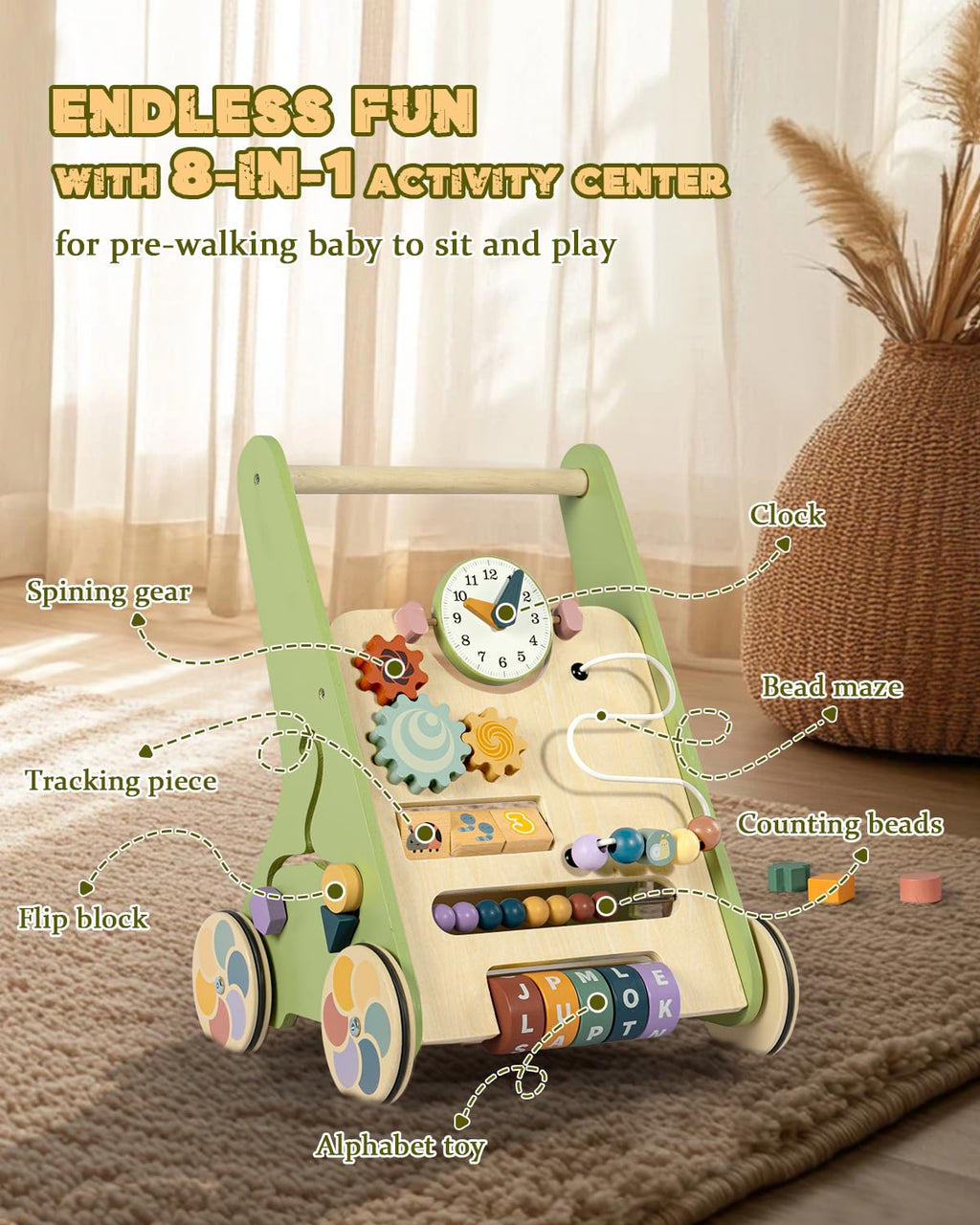 Wooden Push Walker with Wheels S925382