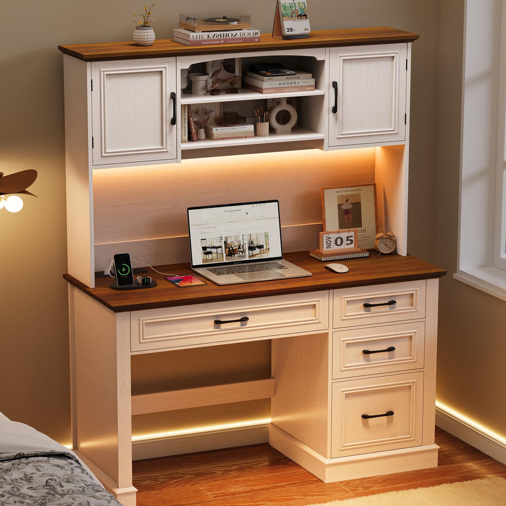 67" Executive Desk with Hutch and Charging Station W740504