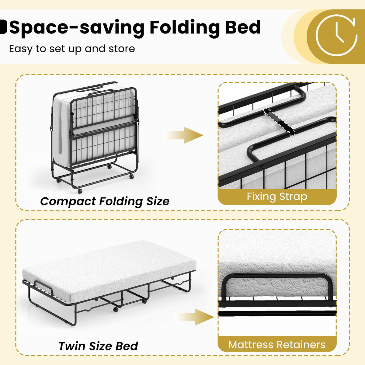 Twin Folding Bed with Mattress N94766
