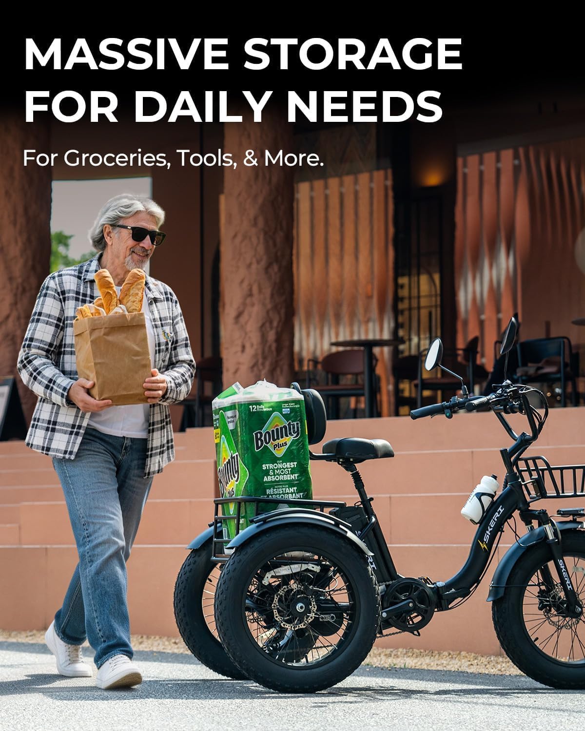 750W Folding Fat Tire Electric Tricycle with Basket H52384