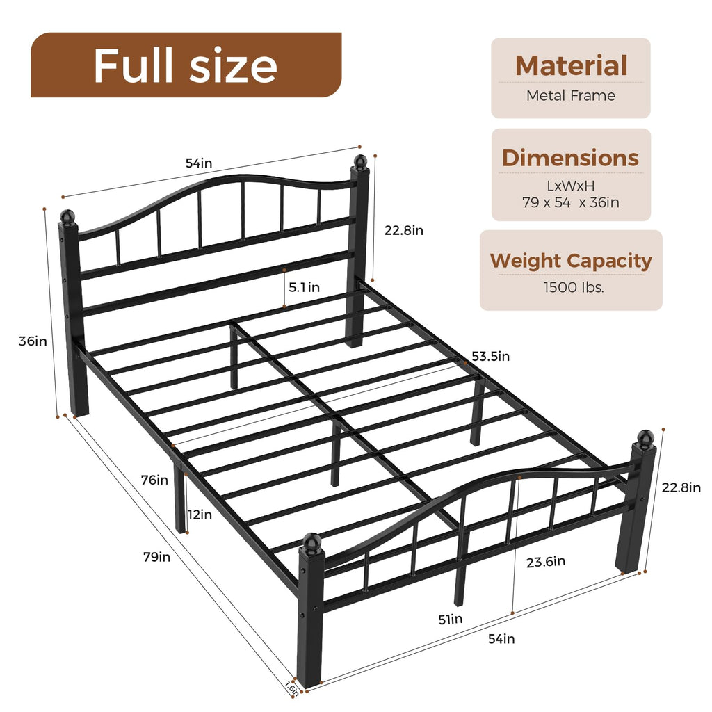 Full Size Bed Frames with Headboard T459