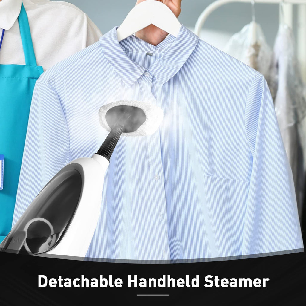 White 10-in-1 Detachable Steam Mop with 3 Microfiber Pads N704