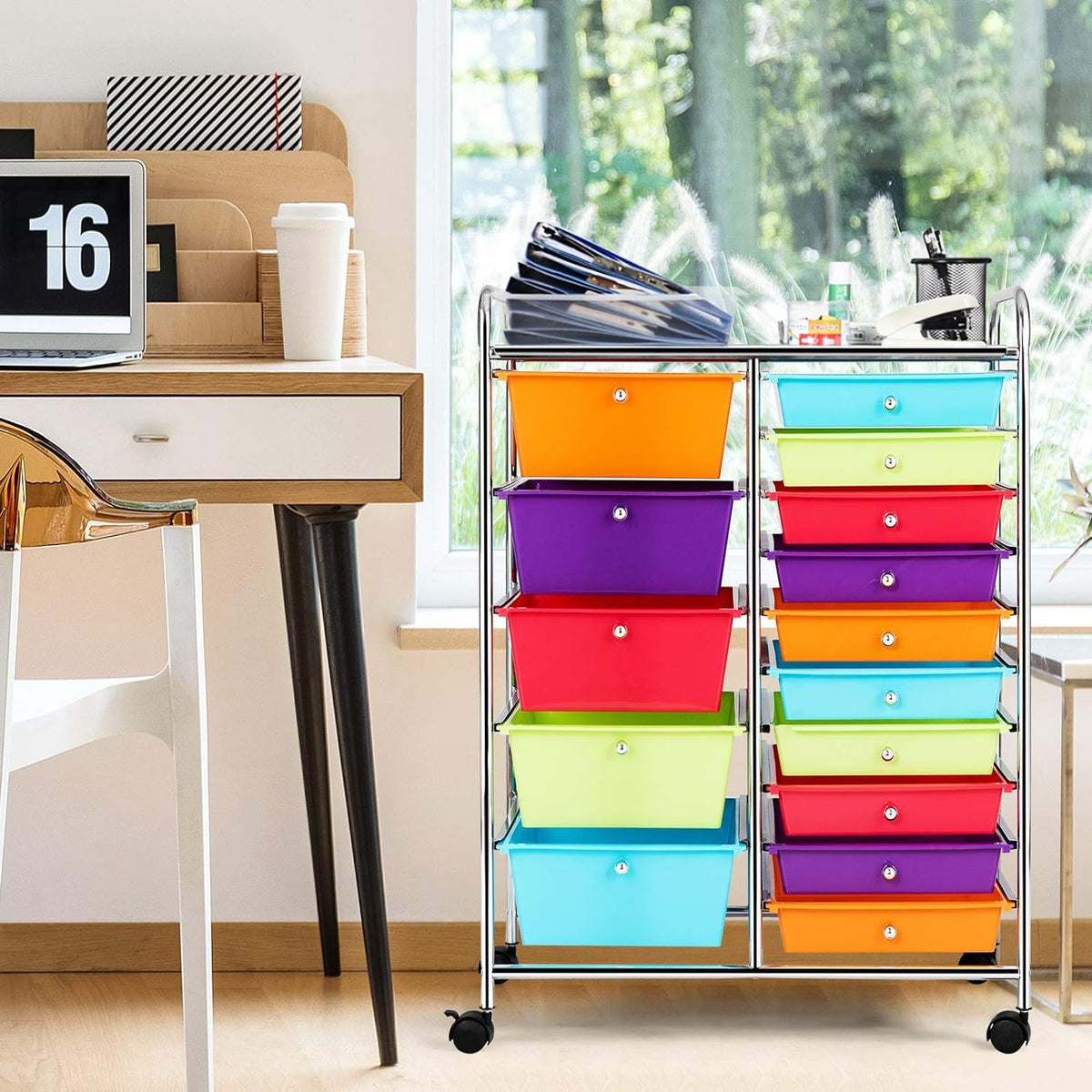 Multicolor 15 Drawer Rolling Storage Cart X19705