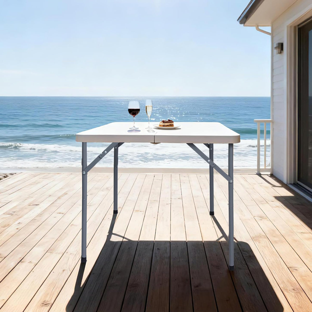 34" Square Folding Card Table White R6908