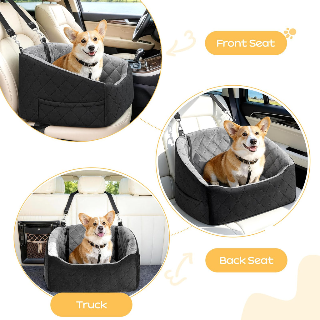 Dog Car Seat for Small Dogs Up to 30 Lbs, Grey-Black J856481