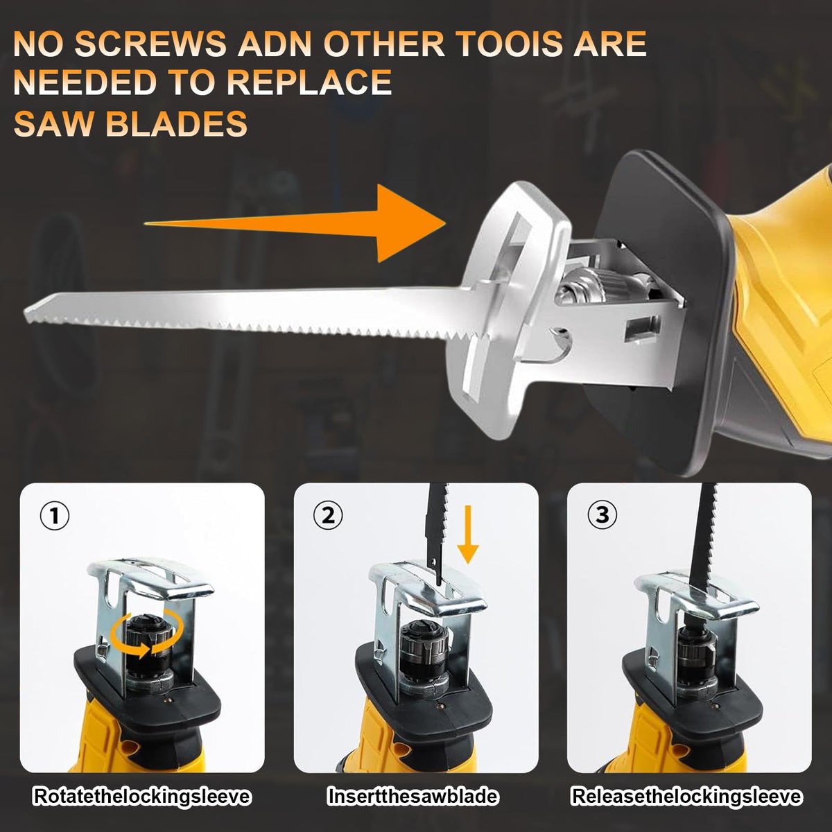 Cordless Reciprocating Saw 0-3500 SPM Variable Speed with 4 Blades G924