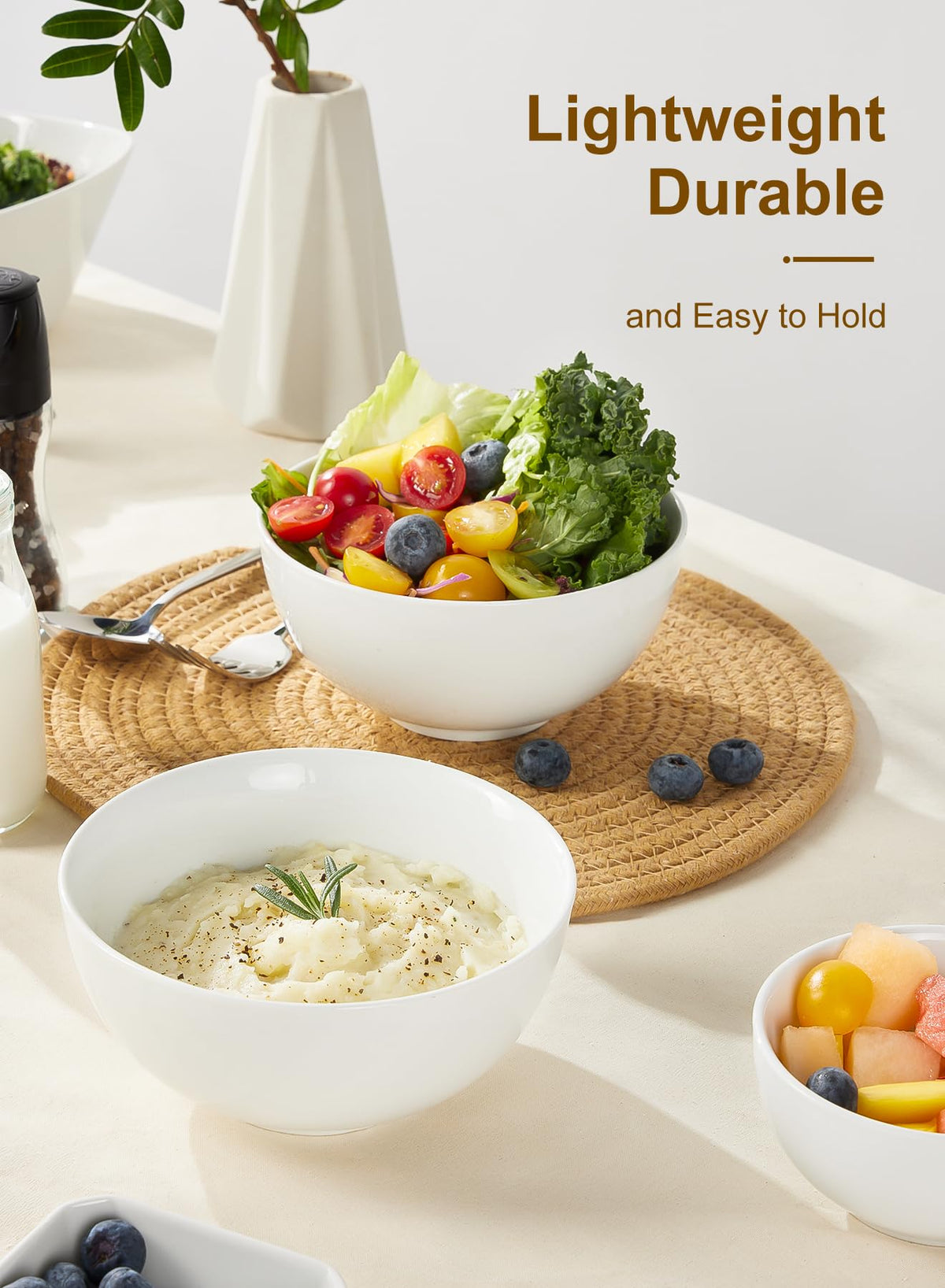 White Ceramic Bowls Set of 4 V772