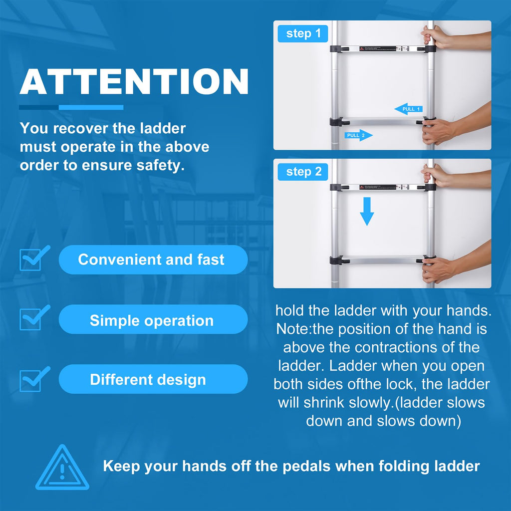 Telescoping Ladder with Hooks, 8.5 FT, 330 lb Capacity Y575668