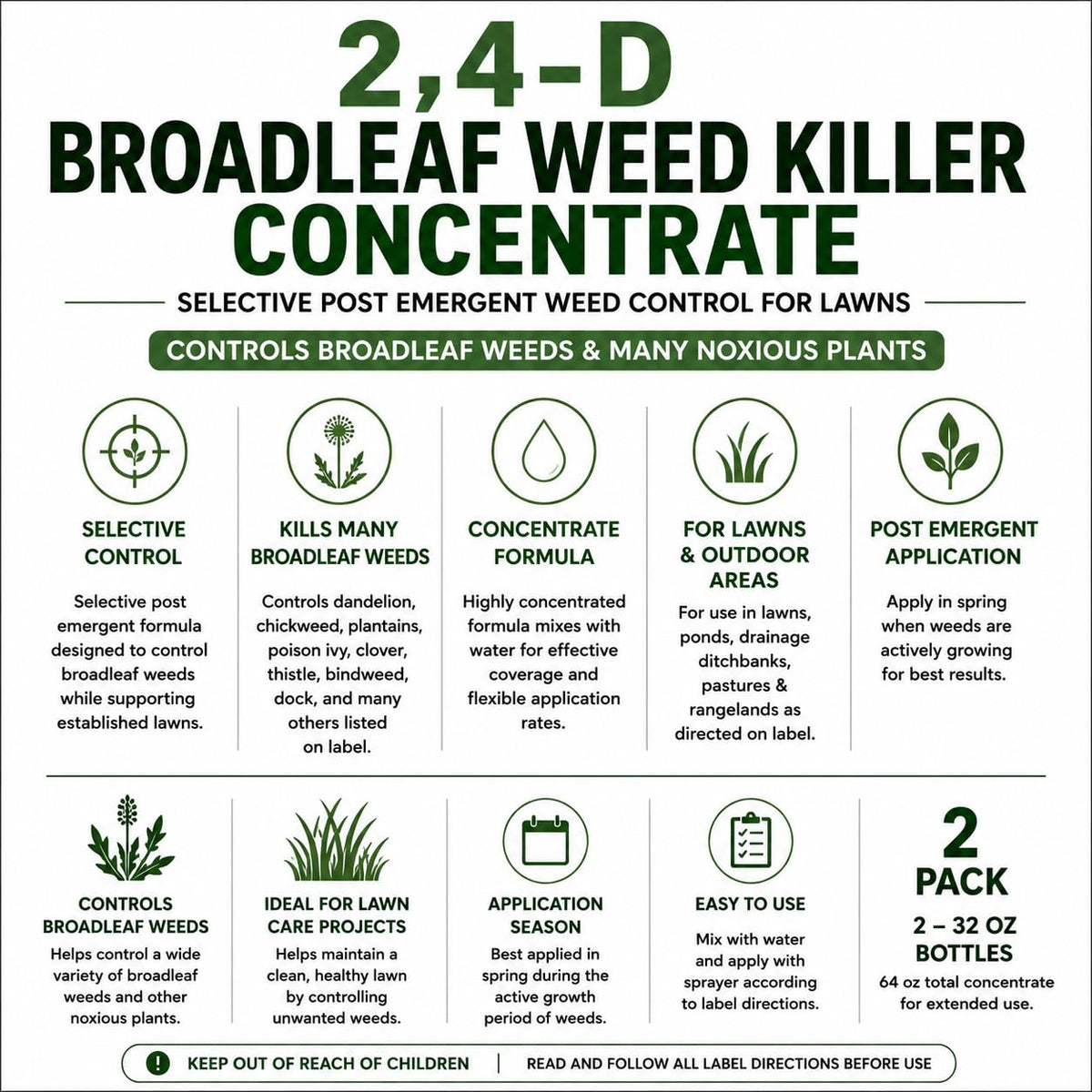 2,4-D Broadleaf Weed Killer Concentrate 32 oz 2 Pack Z438027
