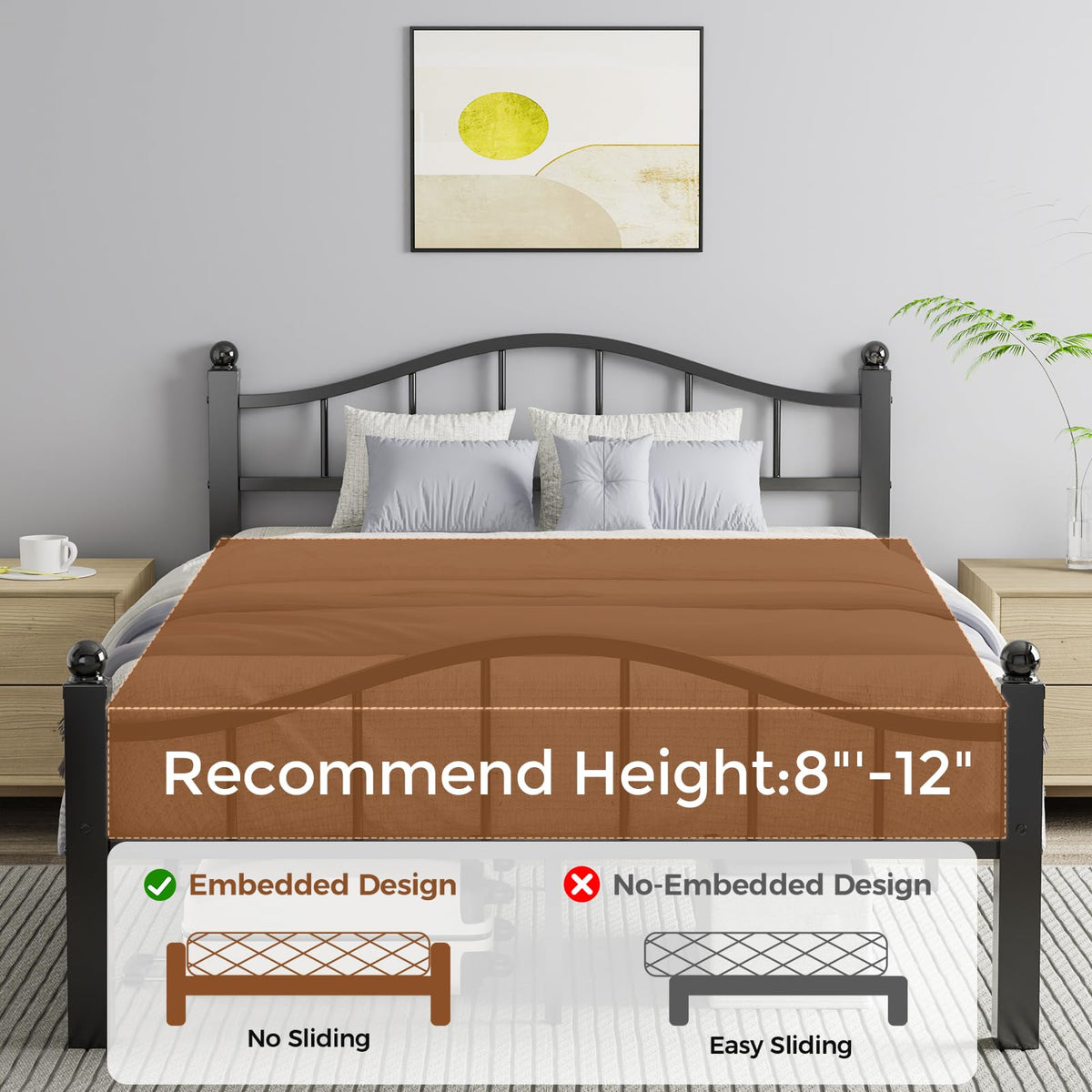 Full Size Bed Frames with Headboard T459