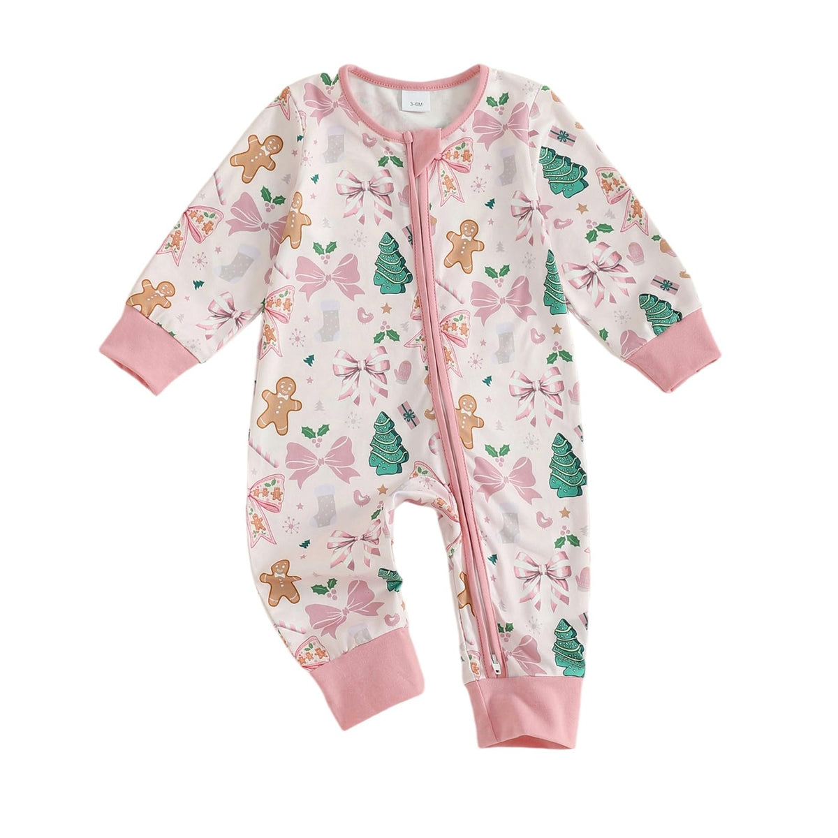 Newborn Christmas Zipper Jumpsuit Romper V3458