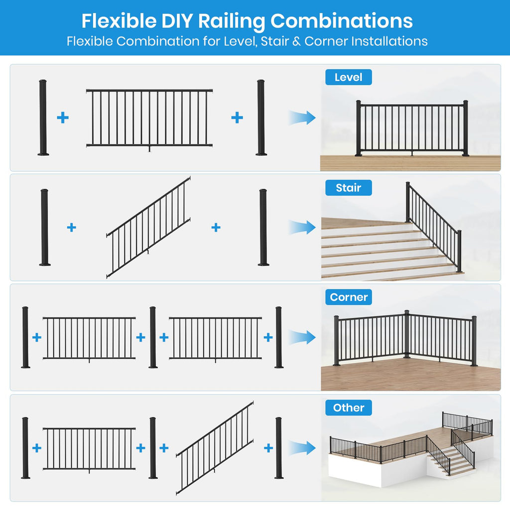 Black Aluminum Deck Railing Kit M409