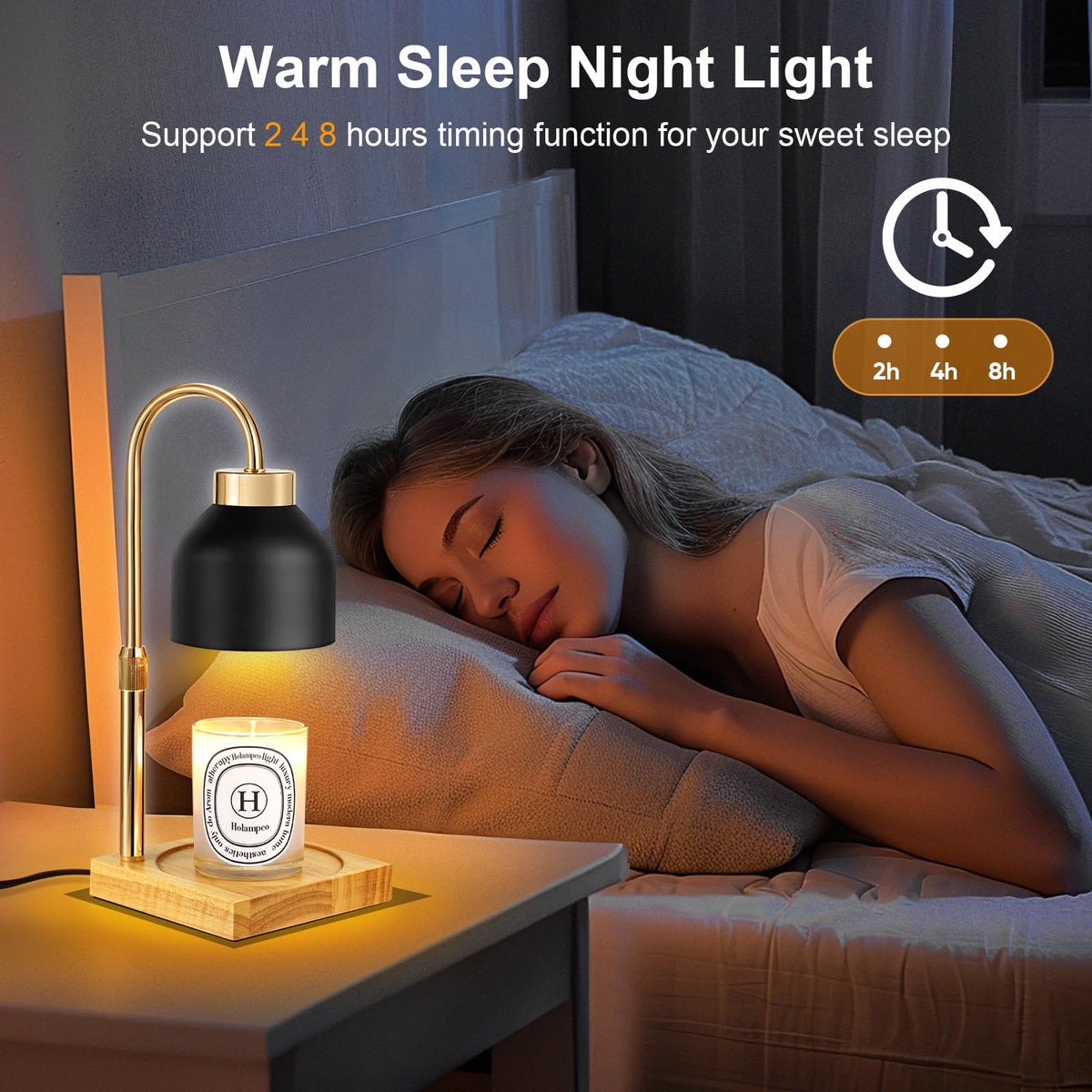 Adjustable Dimmable Electric Candle Warmer Lamp with Timer W692