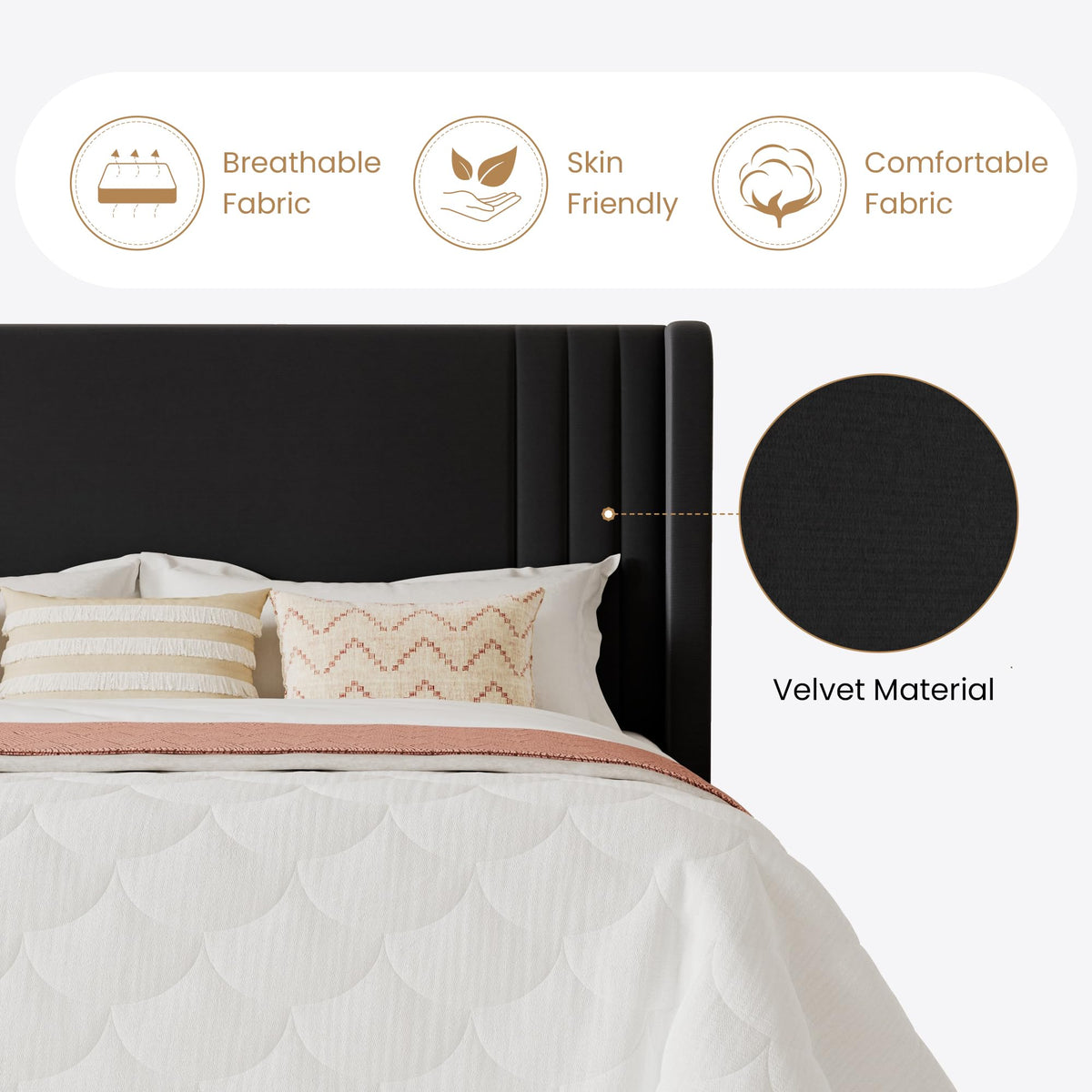 Queen Velvet Upholstered Bed Frame F967