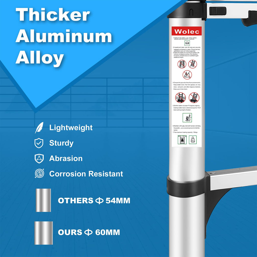 Telescoping Ladder with Hooks, 8.5 FT, 330 lb Capacity Y575668