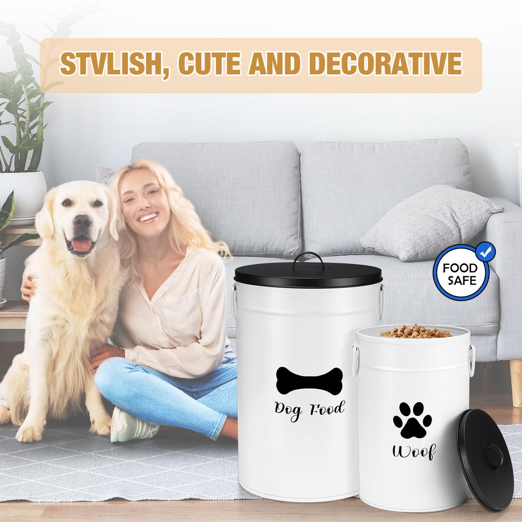 White Metal Dog Food Storage Containers M7320