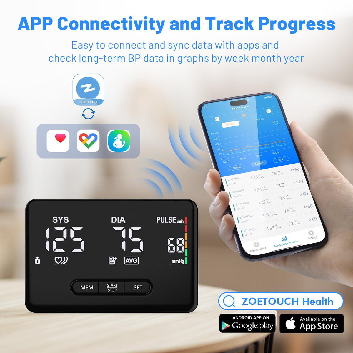 Smart Upper Arm Blood Pressure Monitor A924