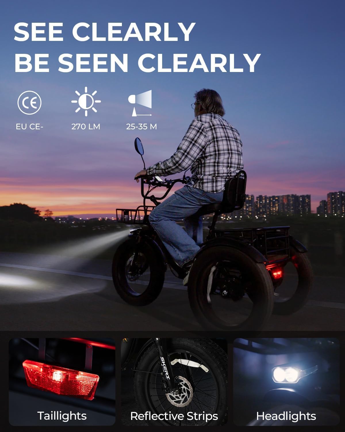 750W Folding Fat Tire Electric Tricycle with Basket H52384