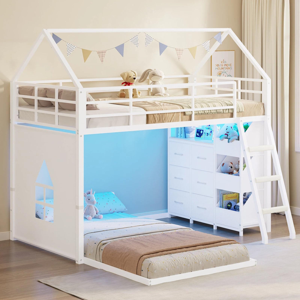 Twin Over Twin Bunk Bed with 6 Storage Drawers Y291541