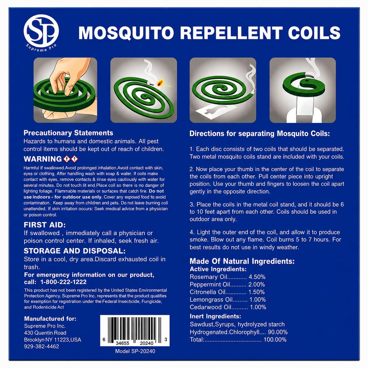 Mosquito Repellent Coils 20 Coils 8 Coil Stands M55932