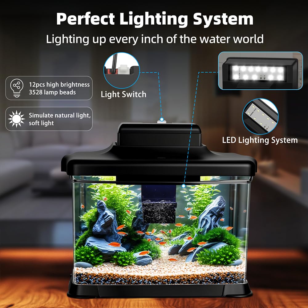 1.6 Gallon Ultra-Clear Aquarium Starter Kit with LED Lighting and Filter U45094
